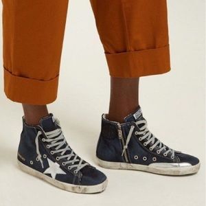 Golden Goose Francy Hightop Canvas Sneakers Navy Size 38